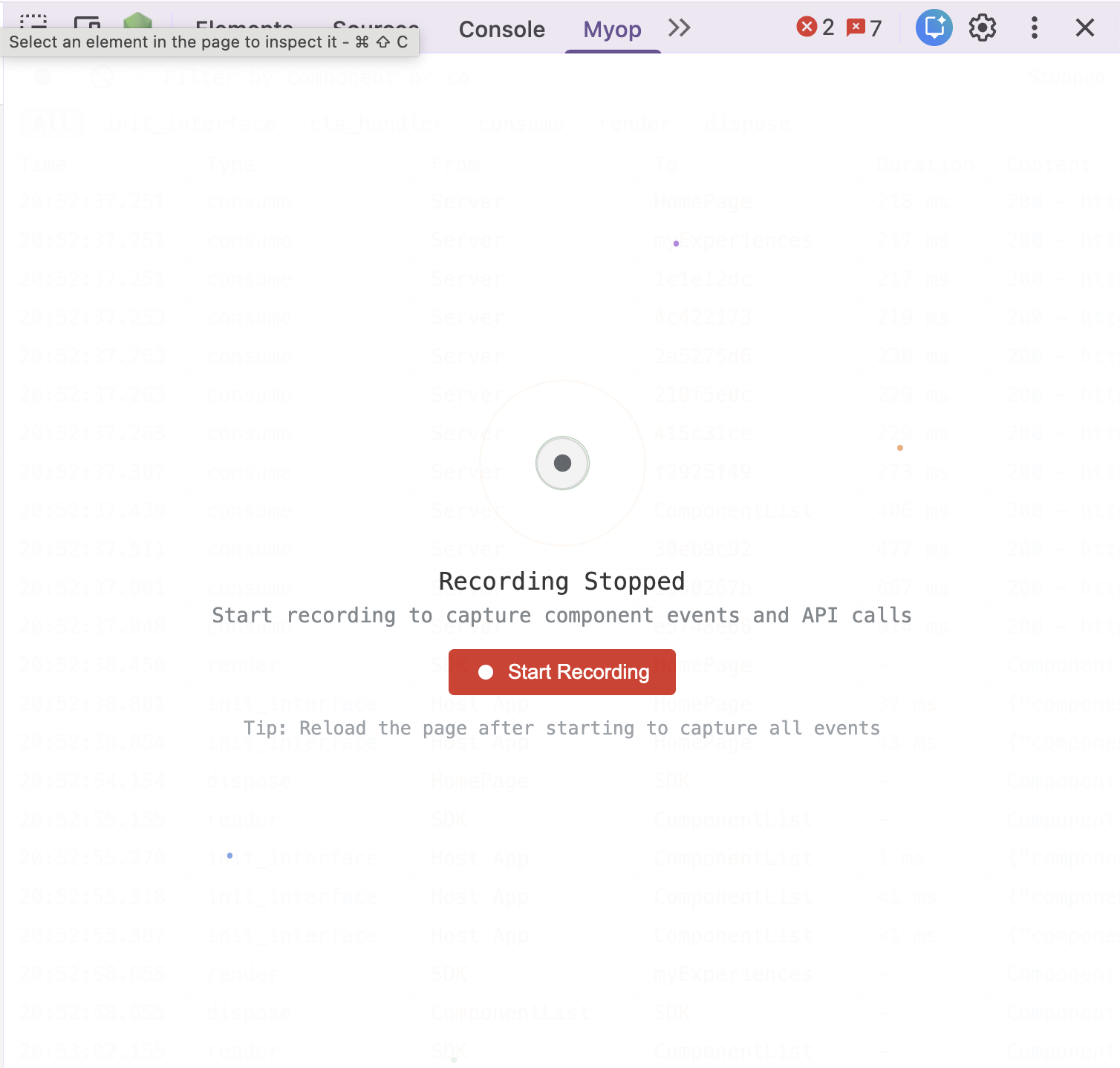 DevTools Recording Stopped