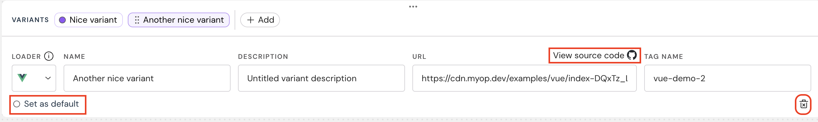 Variants Section