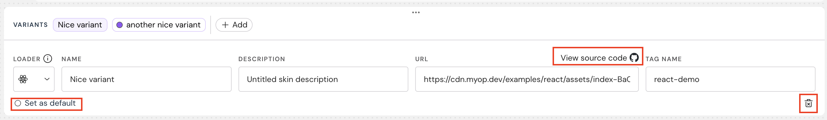 Variants Section
