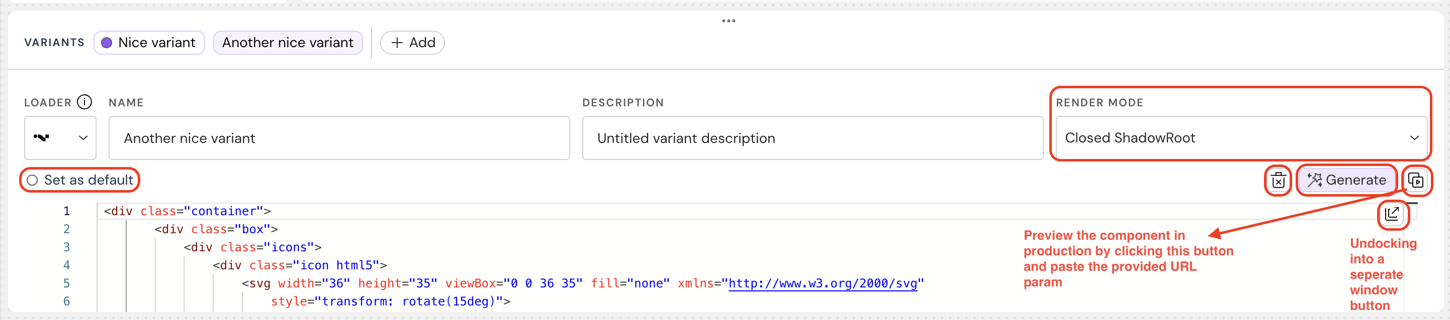 Add ref Variants Section ref